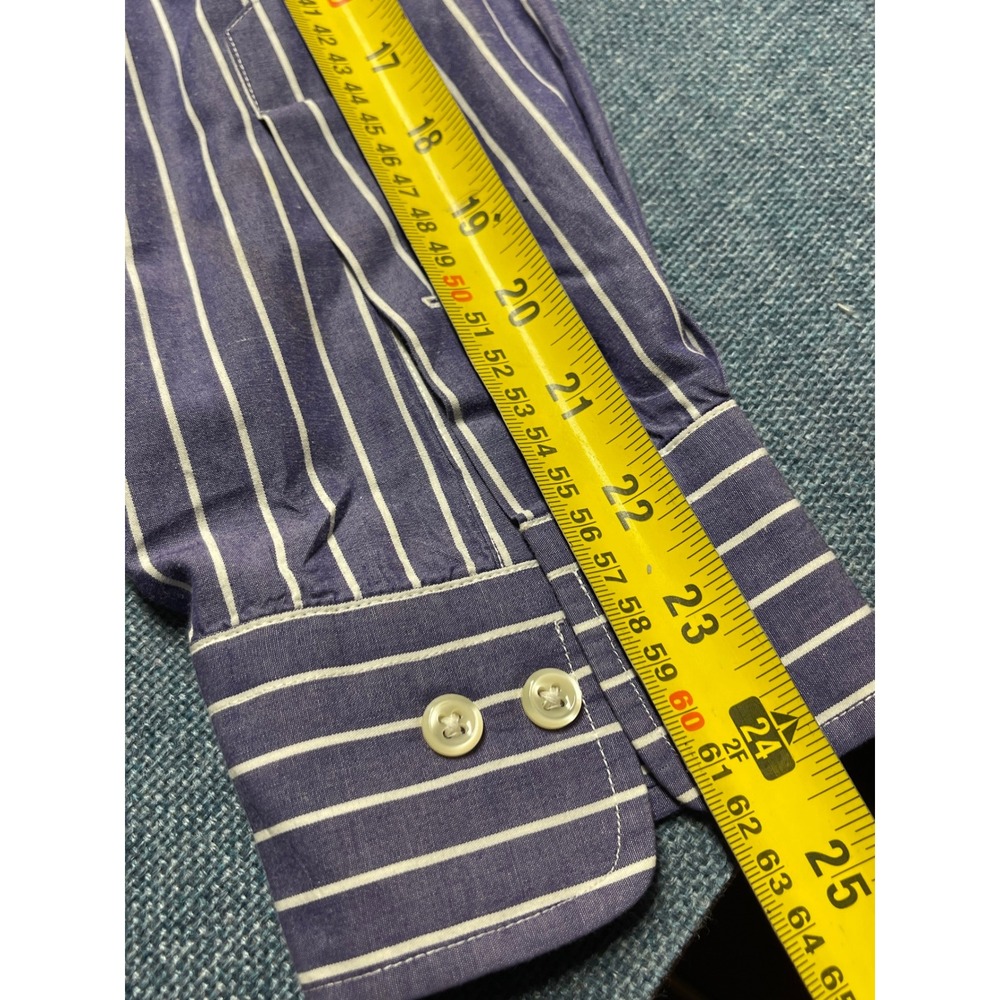 Lauren Ralph Lauren Mens Purple White Striped Cotton Dress Shirt 15.5 34/35 - Picture 6 of 6